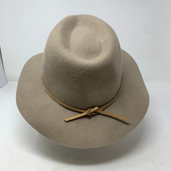 Brixton Wool Fedora Hat Womens Medium Tan Wide Brim Leather Tie Band main image 5